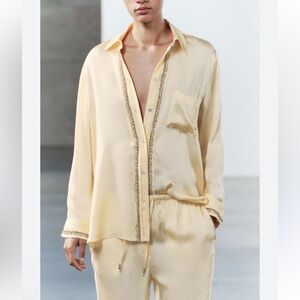 EMBROIDERED SATIN EFFECT SHIRT ZW COLLECTION